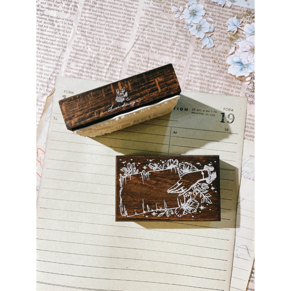 【最新6款】樂意 日常光點染木印章「後院的葉子/欒樹的葉子/古老的信紙/厚厚的信封/光與繡球/晨光與花」【立夏手帳生活】-規格圖6