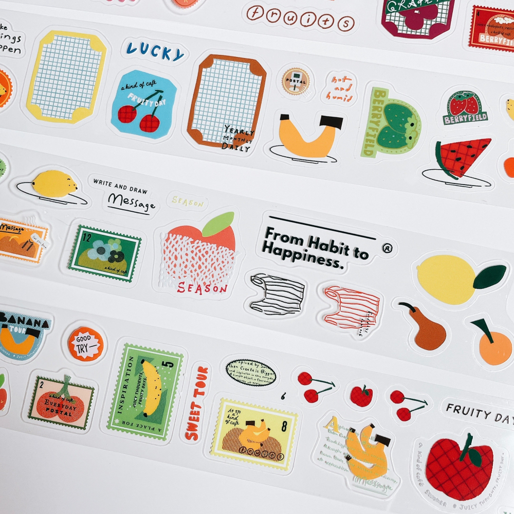 什物a kind of cafe 自由水果 Juicy Fruity 4cm亮面割型PET膠帶【立夏手帳生活】-細節圖2