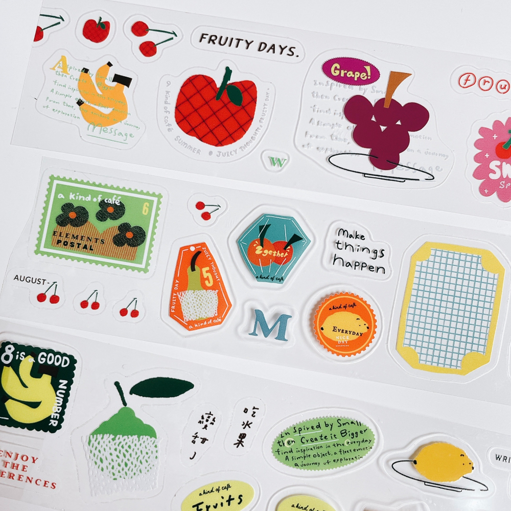 什物a kind of cafe 自由水果 Juicy Fruity 4cm亮面割型PET膠帶【立夏手帳生活】-細節圖3