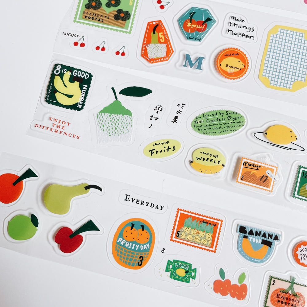 什物a kind of cafe 自由水果 Juicy Fruity 4cm亮面割型PET膠帶【立夏手帳生活】-細節圖4