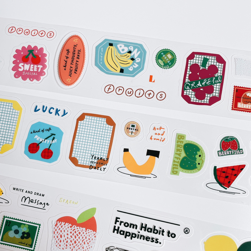 什物a kind of cafe 自由水果 Juicy Fruity 4cm亮面割型PET膠帶【立夏手帳生活】-細節圖5