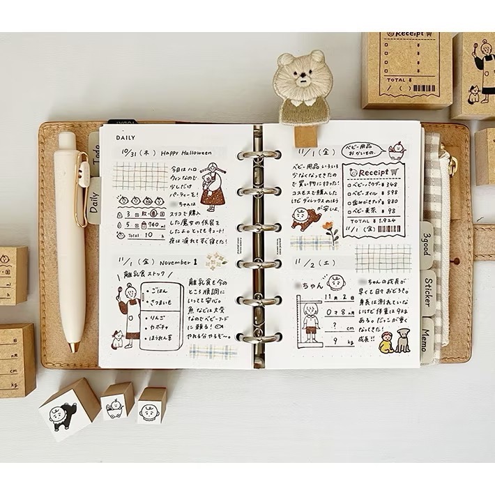 日本stamp marche L尺寸 印章市場 木頭印章 日本製【立夏手帳生活】-細節圖3