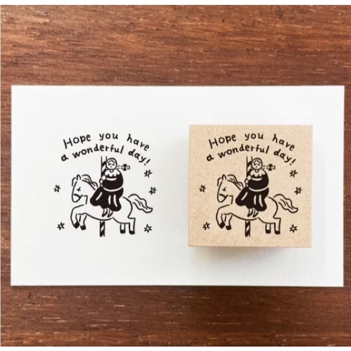【新6款追加】Stamp Marche 印章市場 3x3cm 木頭印章 日本製【立夏手帳生活】-規格圖9