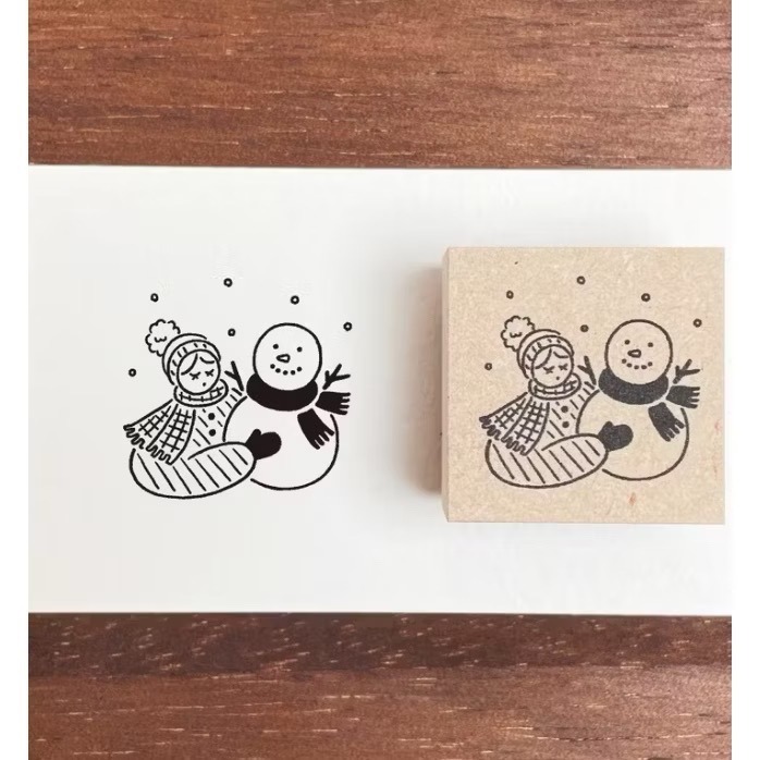 【新6款追加】Stamp Marche 印章市場 3x3cm 木頭印章 日本製【立夏手帳生活】-規格圖9