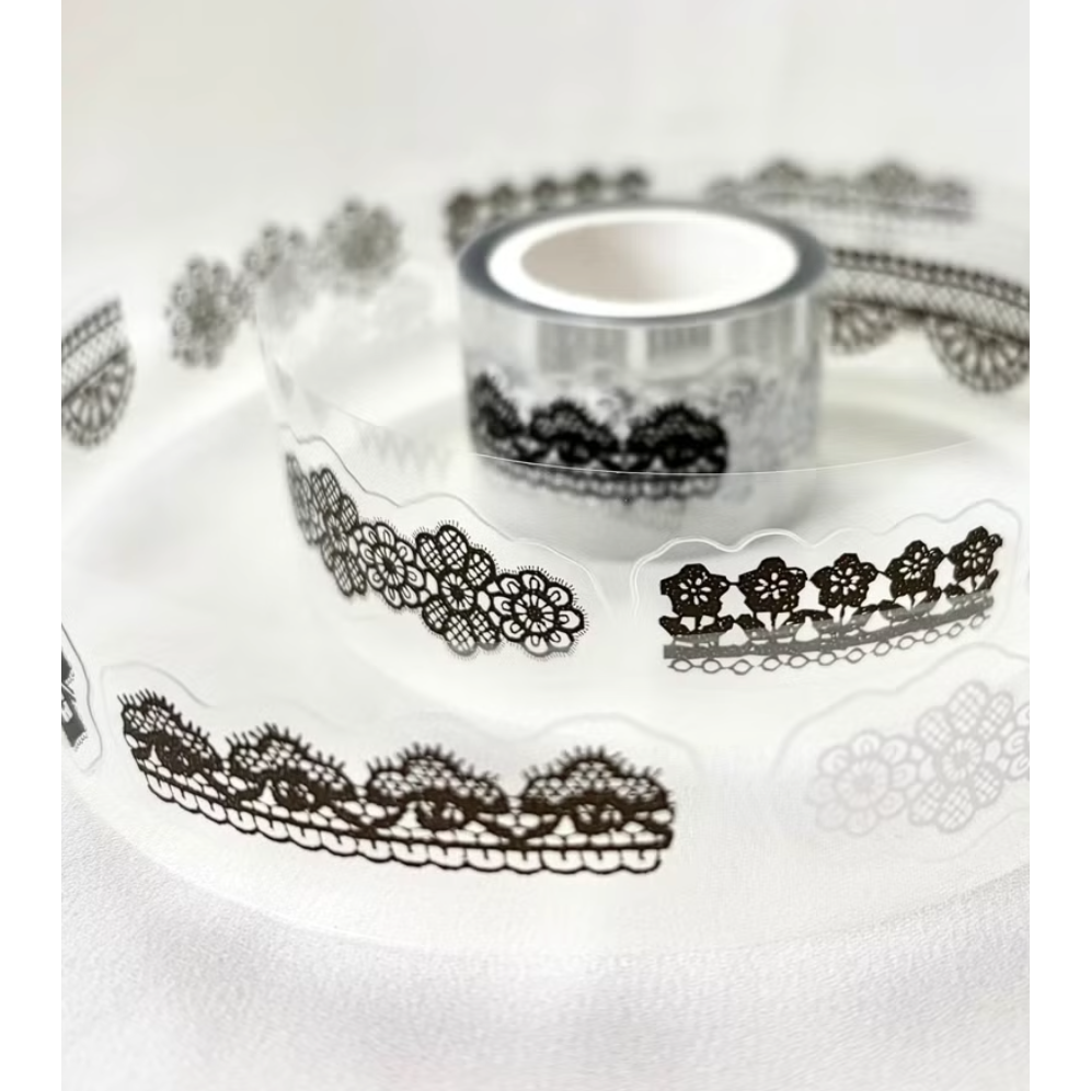 【2款】Pion「蕾絲Lace/織物Fabric」割型亮面PET膠帶【立夏手帳生活】-細節圖7