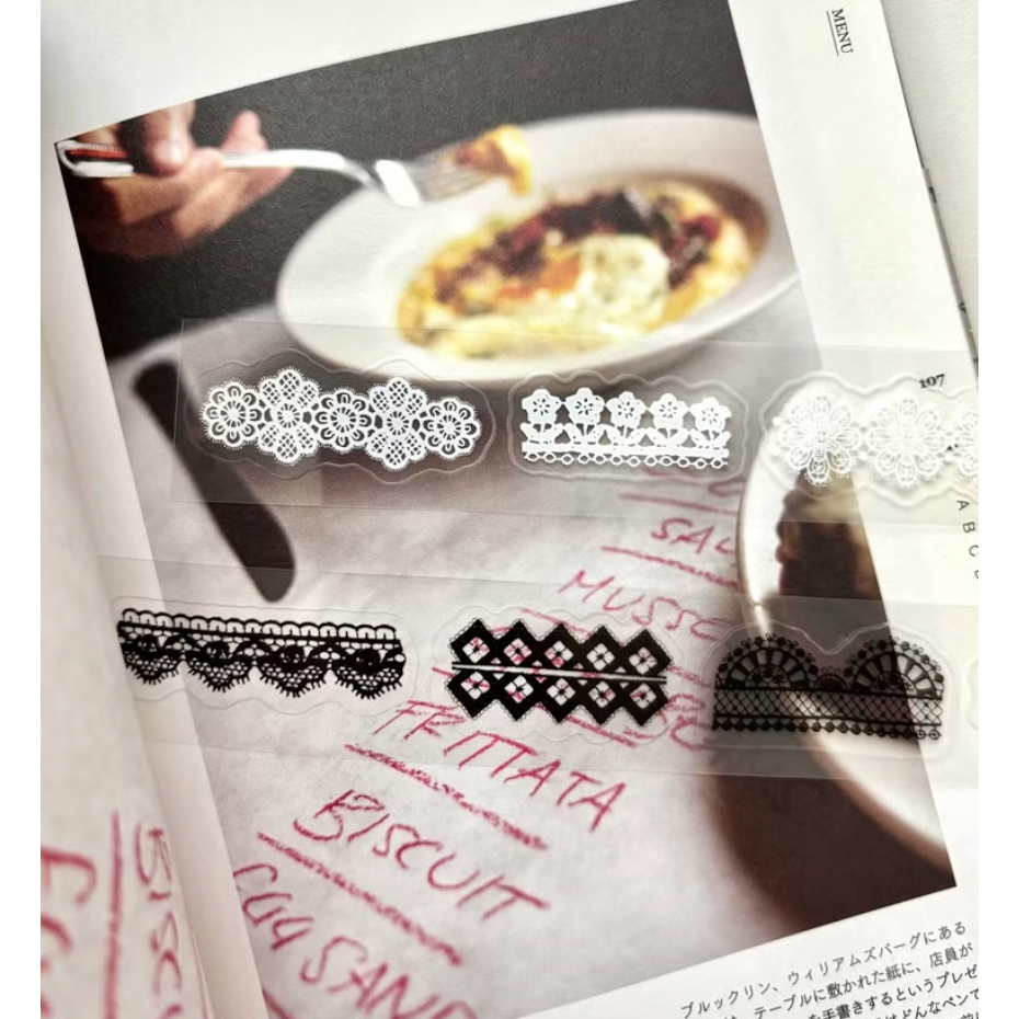 【2款】Pion「蕾絲Lace/織物Fabric」割型亮面PET膠帶【立夏手帳生活】-細節圖9