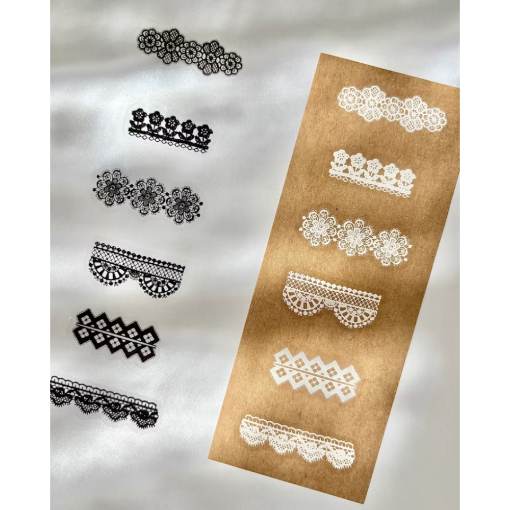 【2款】Pion「蕾絲Lace/織物Fabric」割型亮面PET膠帶【立夏手帳生活】-細節圖11