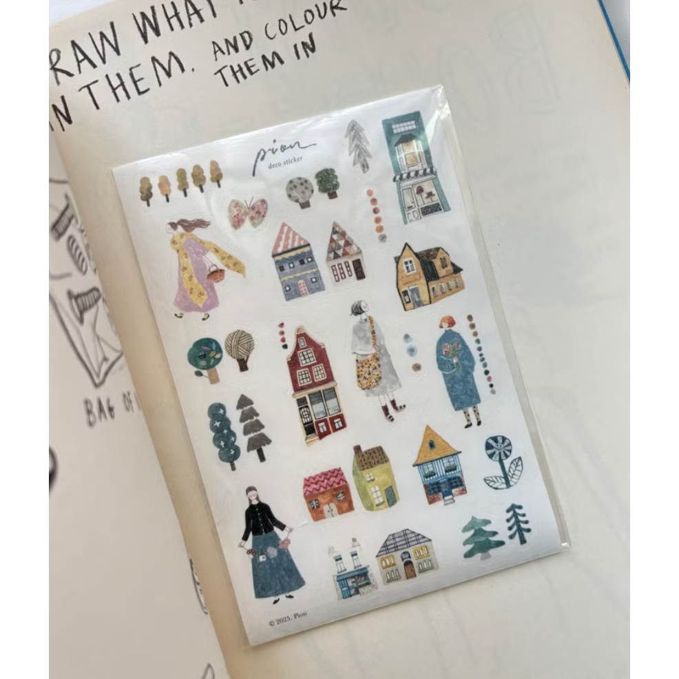 【2款】Pion「散步Walk/織物Fabric」和紙割型貼紙【立夏手帳生活】-規格圖2