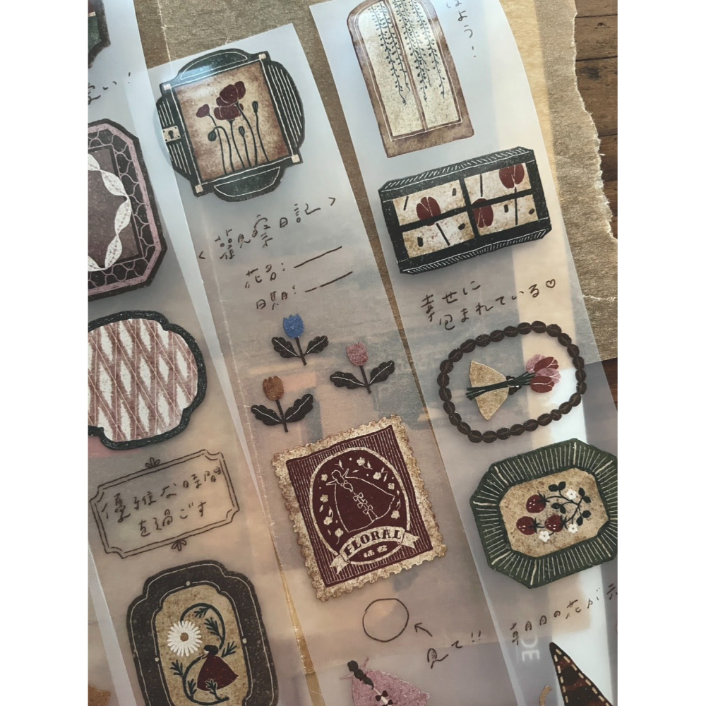 微瘋畫室 花窓Flower Window 5cm霧面PET膠帶【立夏手帳生活】-細節圖3