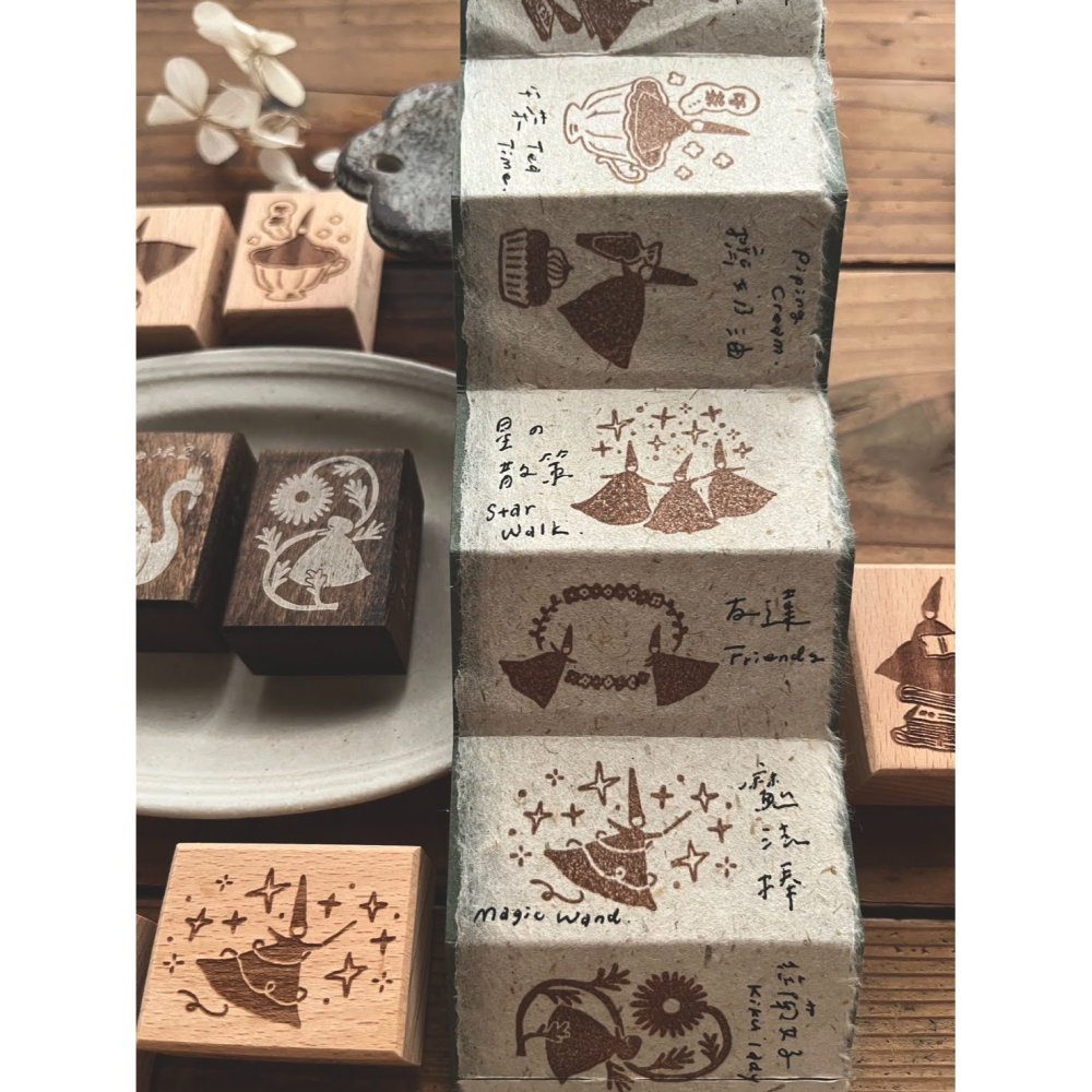 【共8款】微瘋畫室 フェアリー系列 木頭印章【立夏手帳生活】-細節圖2