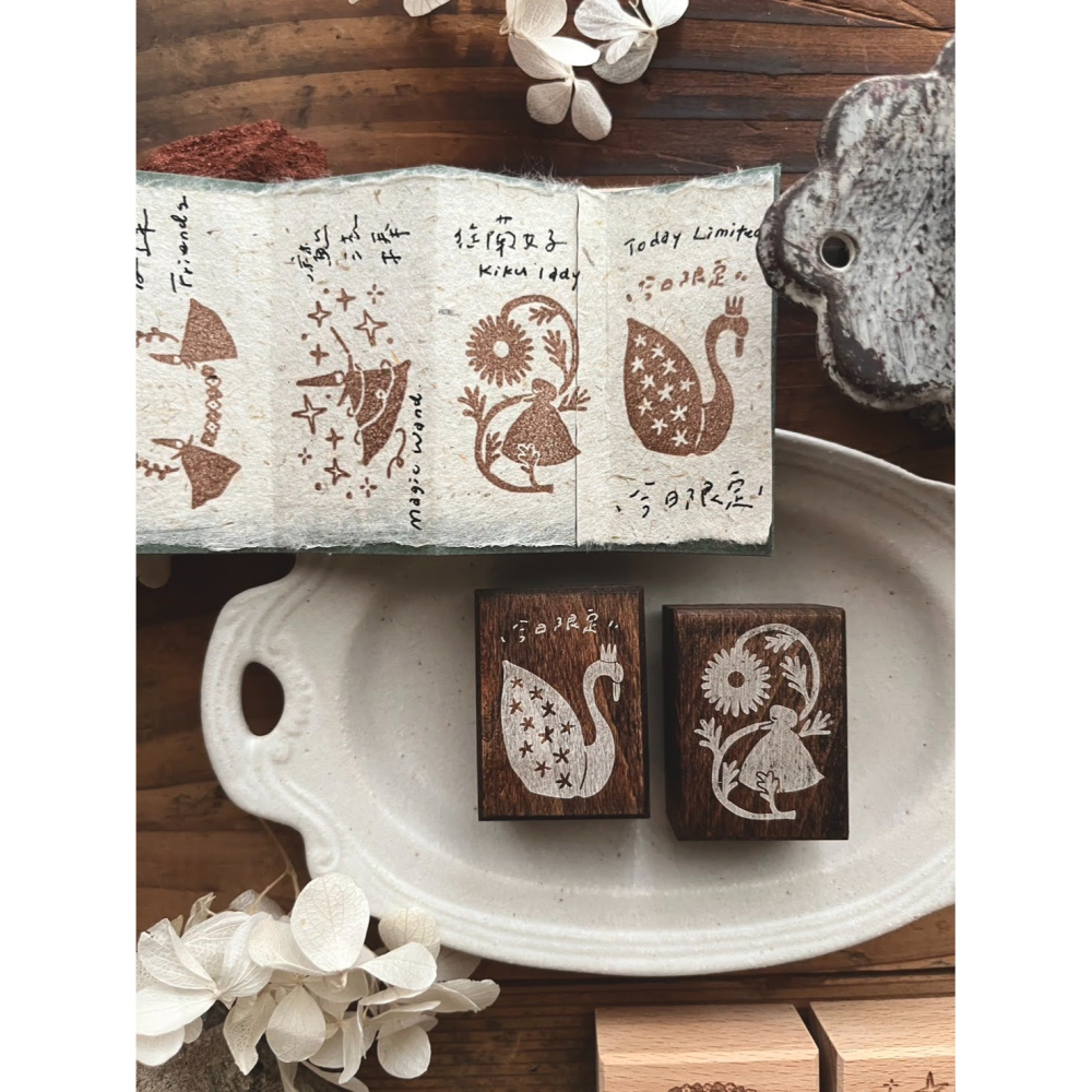 【共8款】微瘋畫室 フェアリー系列 木頭印章【立夏手帳生活】-細節圖7