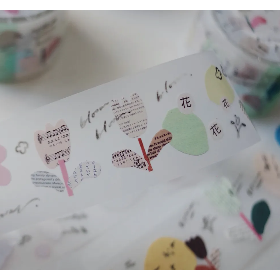 茄子先生 甜甜的花 Sugary Flowers 3cm霧面PET膠帶 【立夏手帳生活】-細節圖2