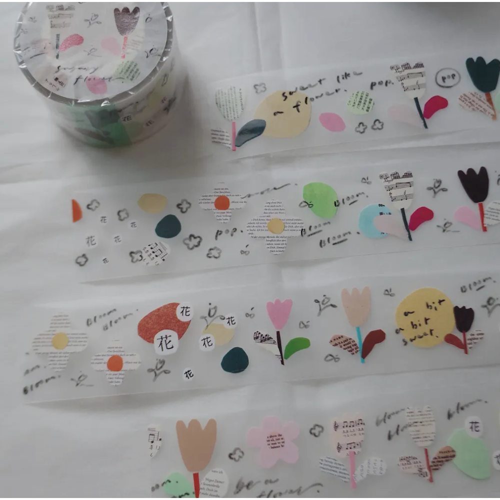 茄子先生 甜甜的花 Sugary Flowers 3cm霧面PET膠帶 【立夏手帳生活】-細節圖4