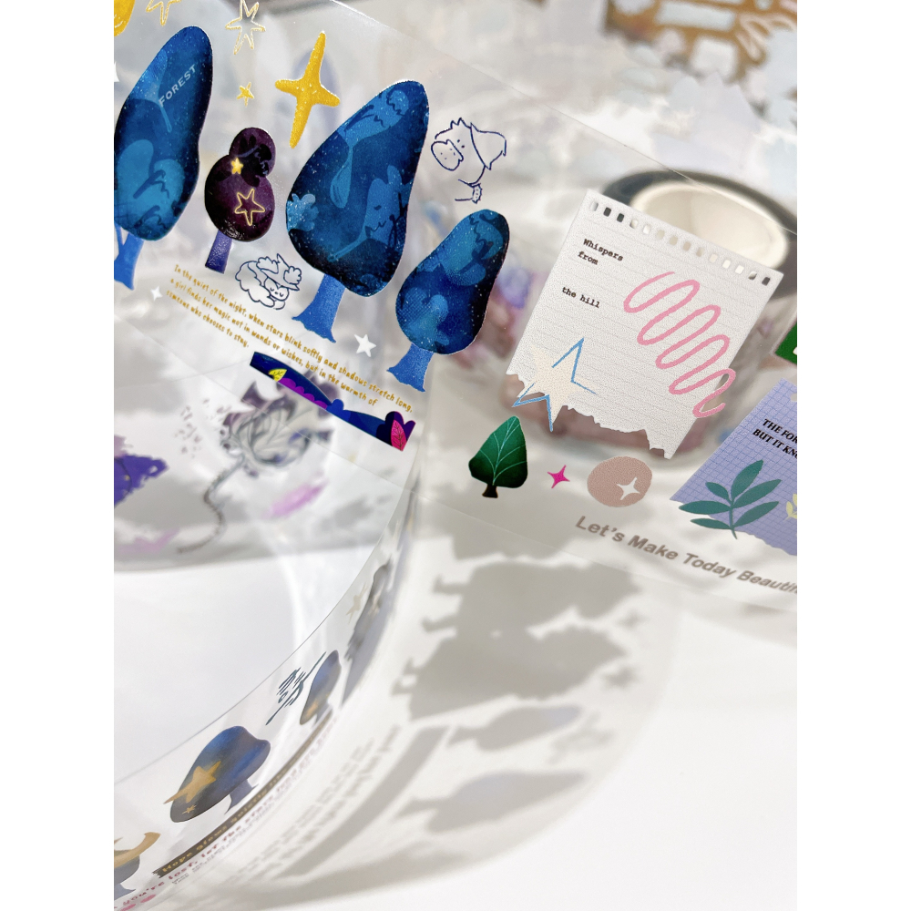 【聯名款】莫非是芝麻球 『四重夢・森』 fafa製造所 好築藝 ha7uu哈啾 5cm亮面PET膠帶【立夏手帳生活】-細節圖2