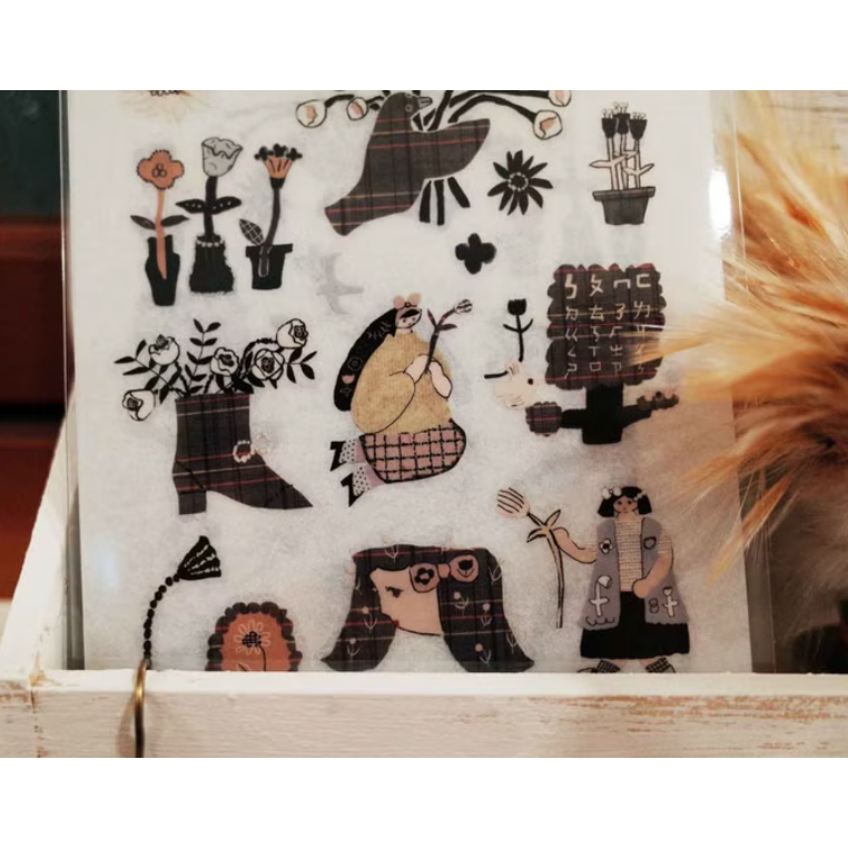 何包蛋 咖啡色的日子 轉印貼紙 2張組 misshoegg【立夏手帳生活】-細節圖2