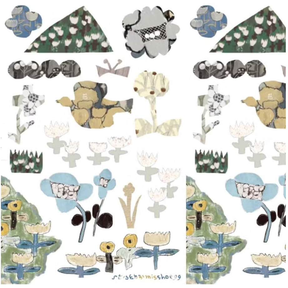 何包蛋 花影拼貼 轉印貼紙 2張組 misshoegg【立夏手帳生活】-細節圖3