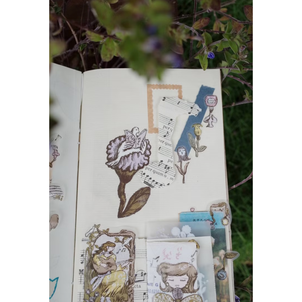 何包蛋 聽花的歌聲 4.5cm霧面PET膠帶 misshoegg【立夏手帳生活】-細節圖5