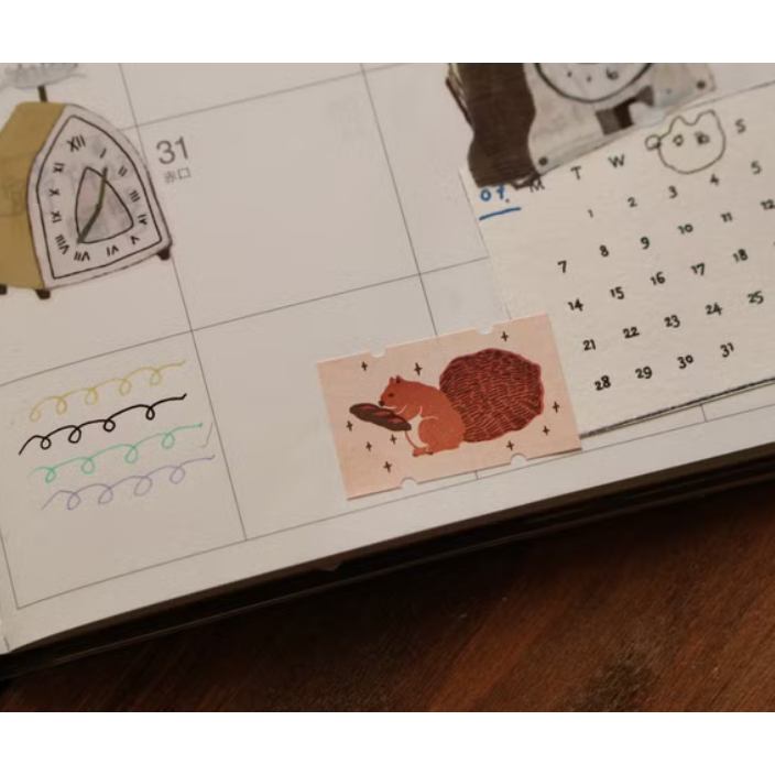 【共4款】IVY SNOW 森空「啾啾鳥/松鼠與麵包/鬆餅/冬」標籤貼紙卷【立夏手帳生活】-細節圖6