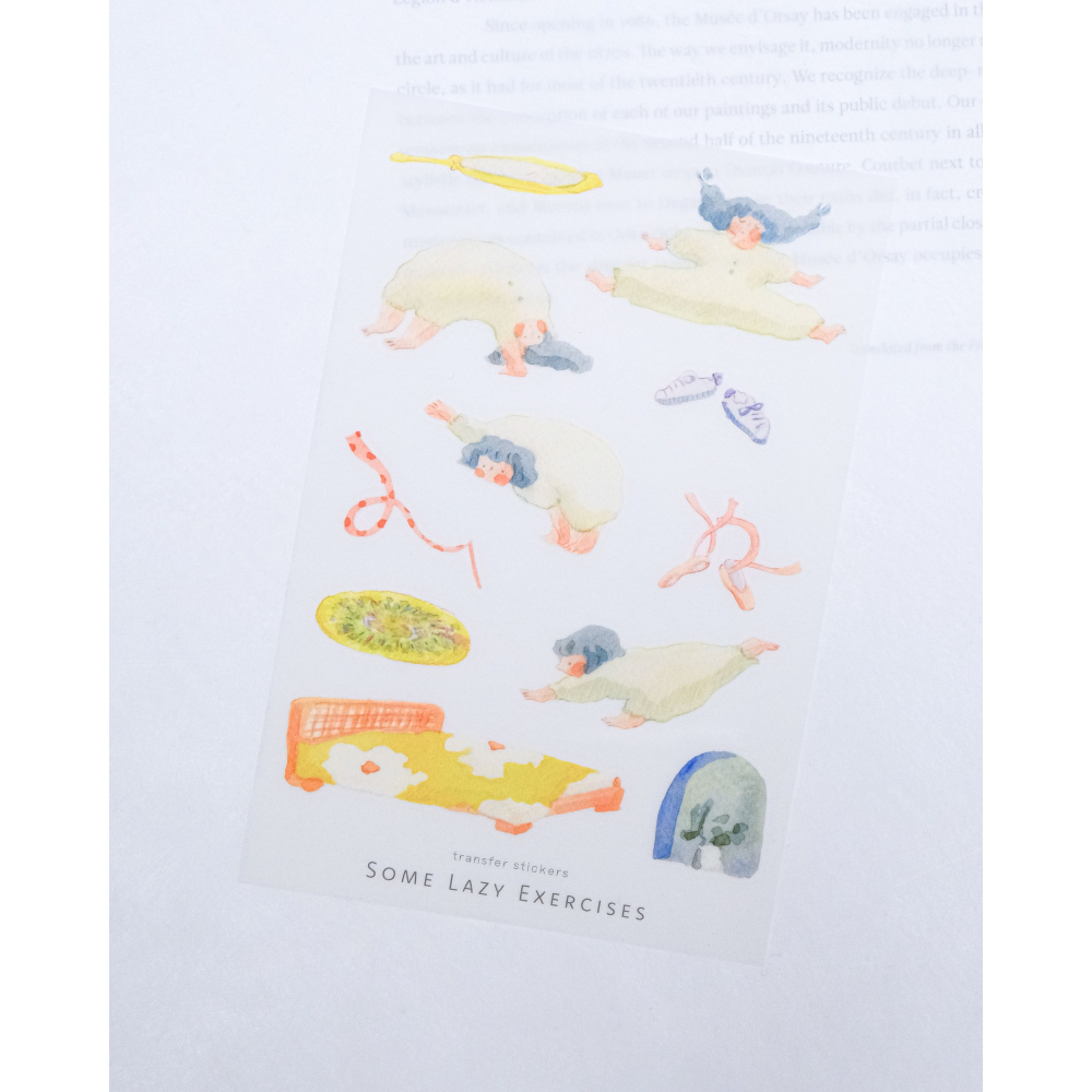 【4款】dodolulu『懶洋洋運動/花草之間/輕飄飄/一些紅線』轉印貼紙 女孩 手帳素材 紙貼紙【立夏手帳生活】-細節圖2