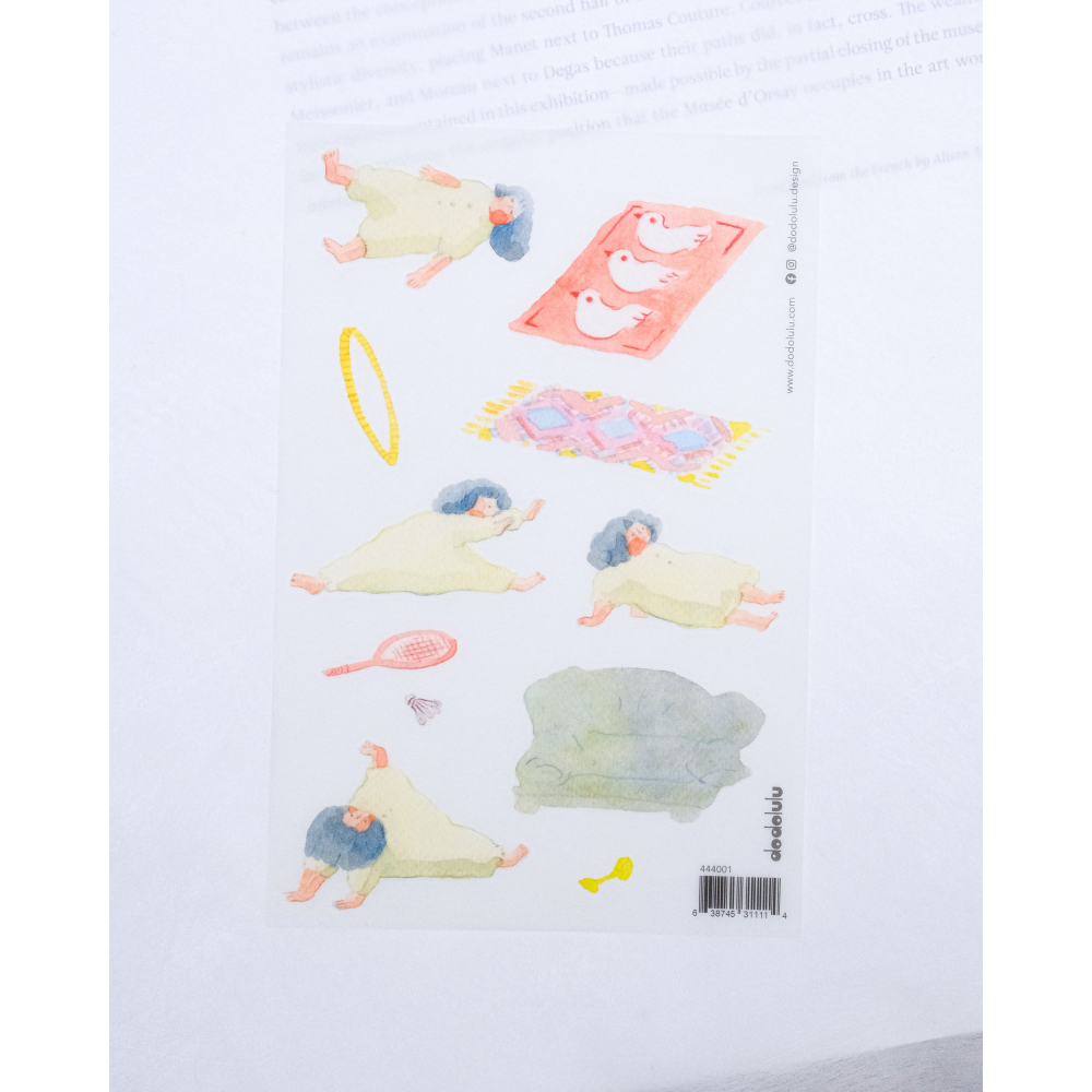 【4款】dodolulu『懶洋洋運動/花草之間/輕飄飄/一些紅線』轉印貼紙 女孩 手帳素材 紙貼紙【立夏手帳生活】-細節圖3