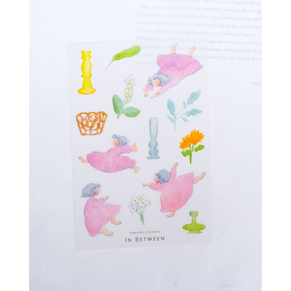 【4款】dodolulu『懶洋洋運動/花草之間/輕飄飄/一些紅線』轉印貼紙 女孩 手帳素材 紙貼紙【立夏手帳生活】-細節圖5