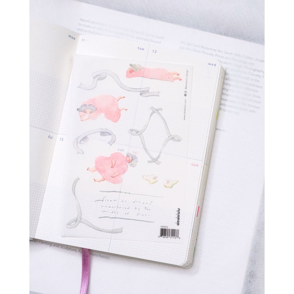 【4款】dodolulu『懶洋洋運動/花草之間/輕飄飄/一些紅線』轉印貼紙 女孩 手帳素材 紙貼紙【立夏手帳生活】-細節圖6