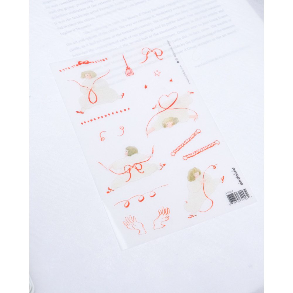 【4款】dodolulu『懶洋洋運動/花草之間/輕飄飄/一些紅線』轉印貼紙 女孩 手帳素材 紙貼紙【立夏手帳生活】-細節圖8