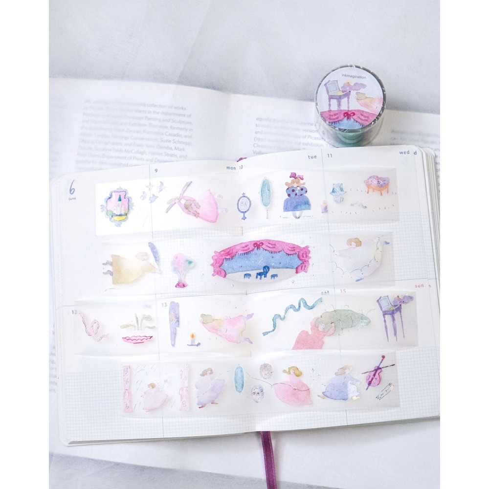 【雙材質】dodolulu『墨墨想像』3.5cm燙金霧面PET膠帶/和紙膠帶 優雅女孩風 紙膠帶【立夏手帳生活】-細節圖2