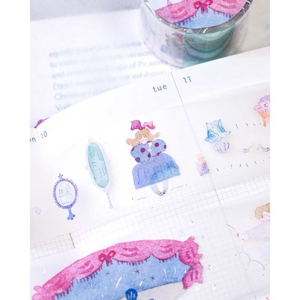 【雙材質】dodolulu『墨墨想像』3.5cm燙金霧面PET膠帶/和紙膠帶 優雅女孩風 紙膠帶【立夏手帳生活】-細節圖3