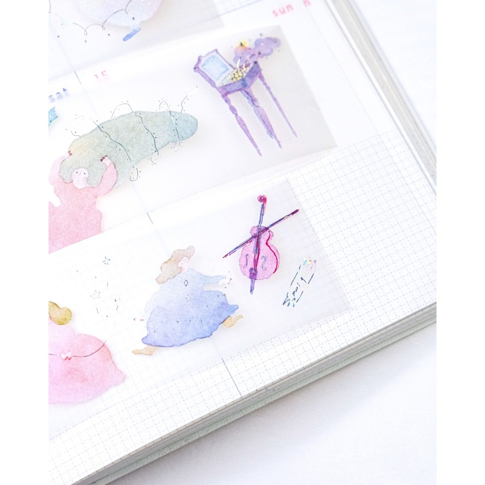 【雙材質】dodolulu『墨墨想像』3.5cm燙金霧面PET膠帶/和紙膠帶 優雅女孩風 紙膠帶【立夏手帳生活】-細節圖4