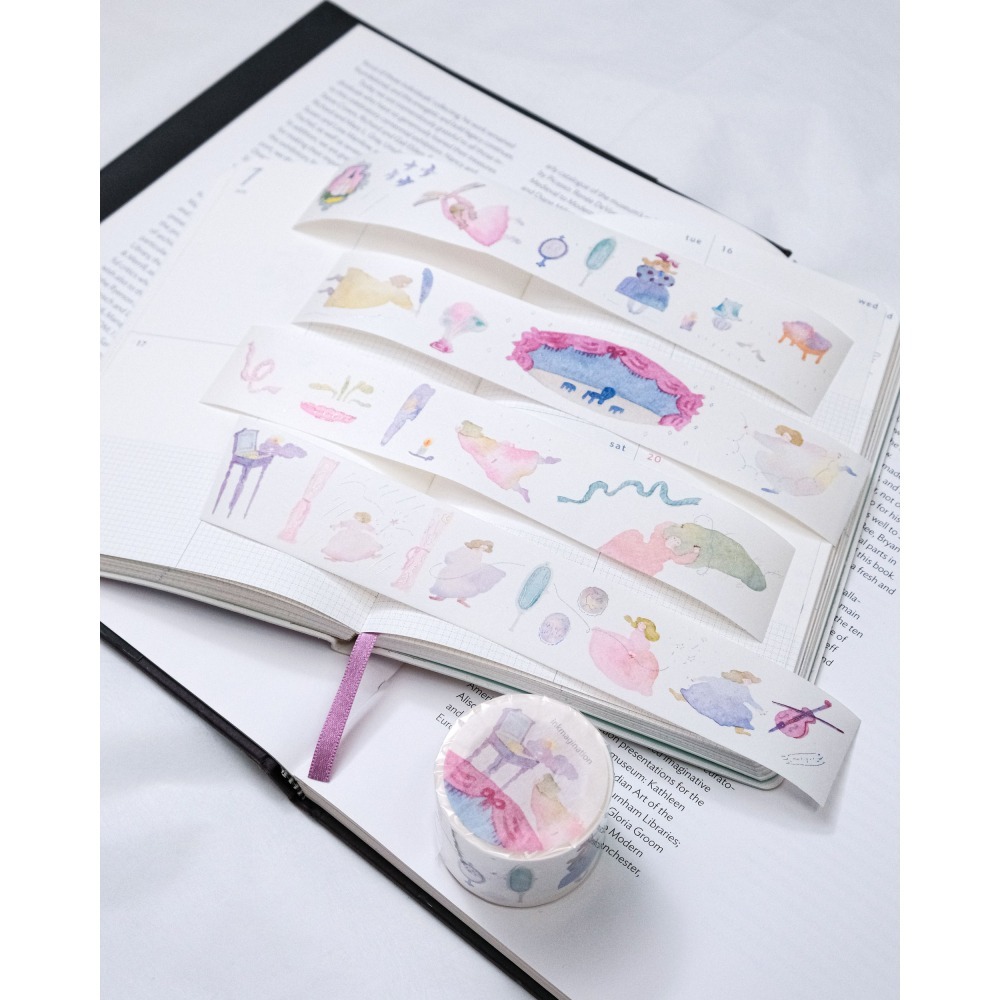 【雙材質】dodolulu『墨墨想像』3.5cm燙金霧面PET膠帶/和紙膠帶 優雅女孩風 紙膠帶【立夏手帳生活】-細節圖7