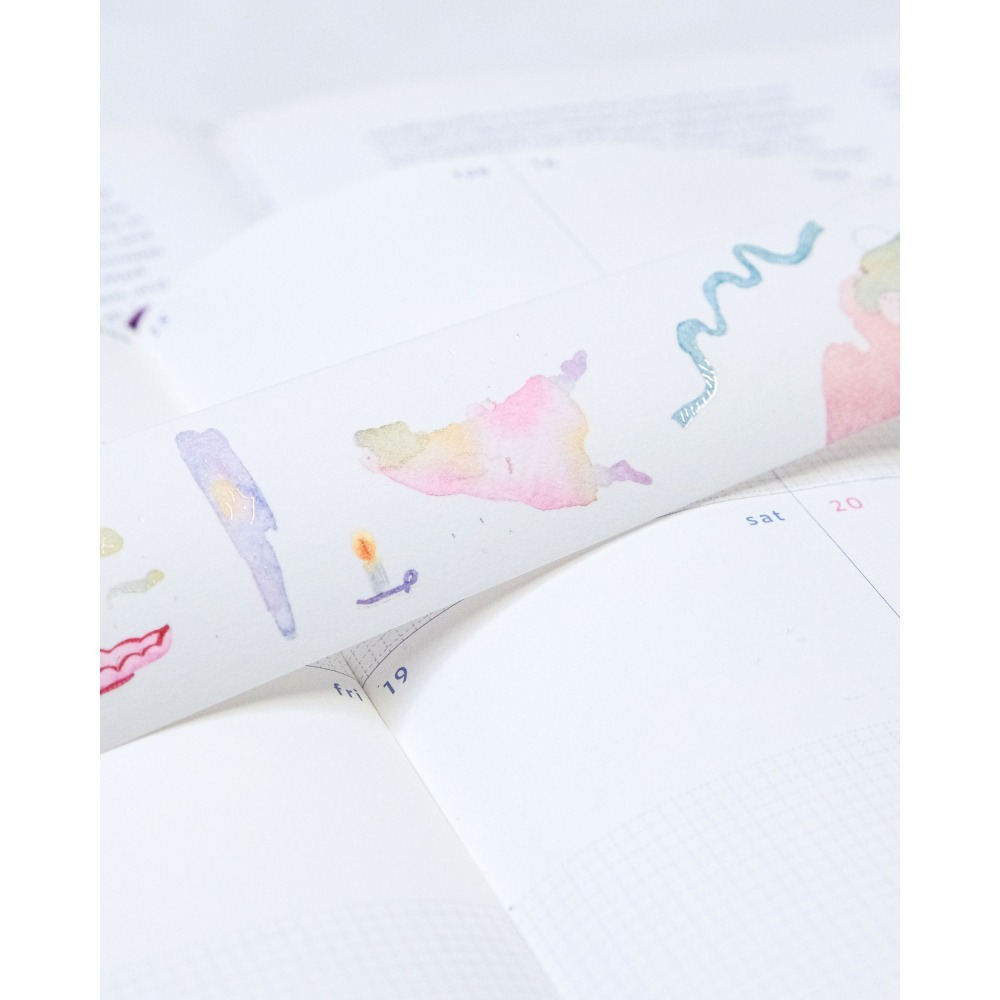 【雙材質】dodolulu『墨墨想像』3.5cm燙金霧面PET膠帶/和紙膠帶 優雅女孩風 紙膠帶【立夏手帳生活】-細節圖8