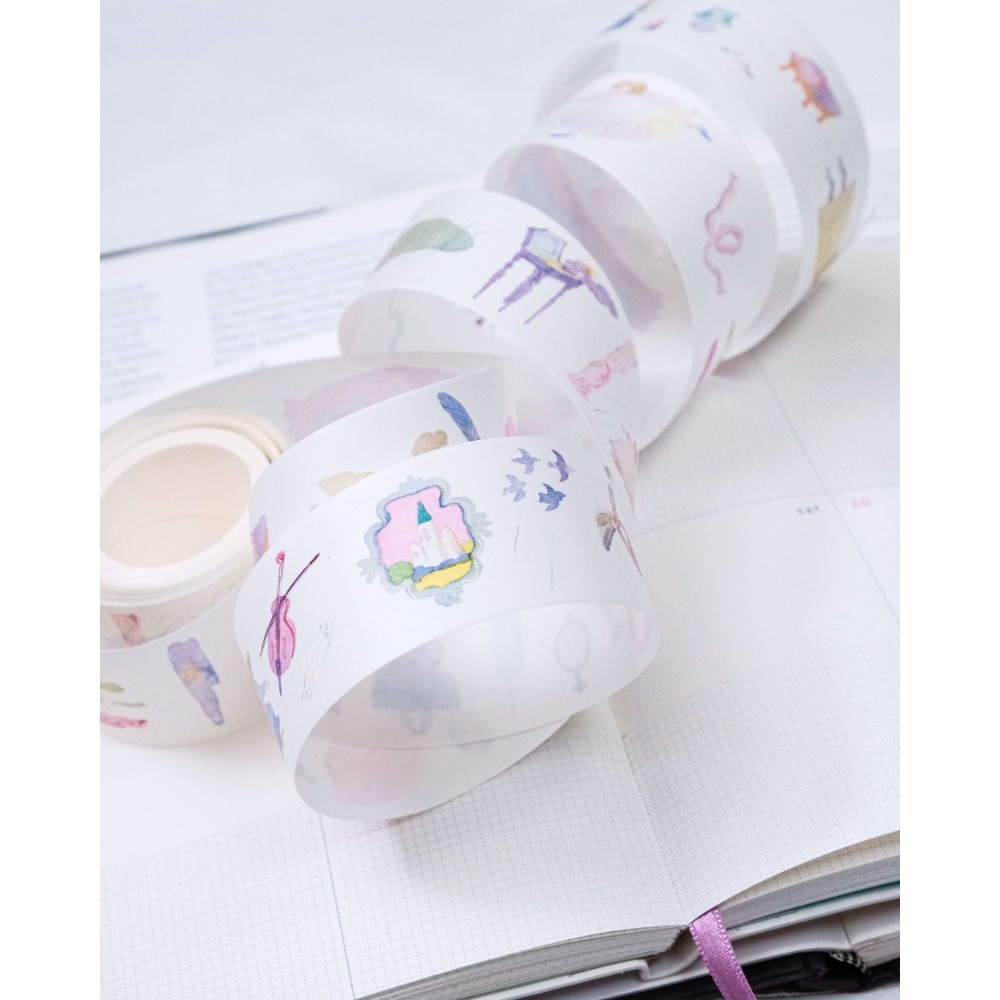 【雙材質】dodolulu『墨墨想像』3.5cm燙金霧面PET膠帶/和紙膠帶 優雅女孩風 紙膠帶【立夏手帳生活】-規格圖11