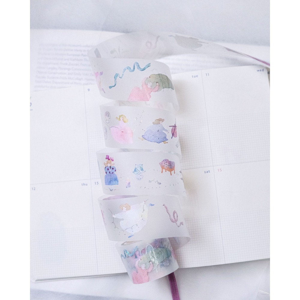 【雙材質】dodolulu『墨墨想像』3.5cm燙金霧面PET膠帶/和紙膠帶 優雅女孩風 紙膠帶【立夏手帳生活】-規格圖11