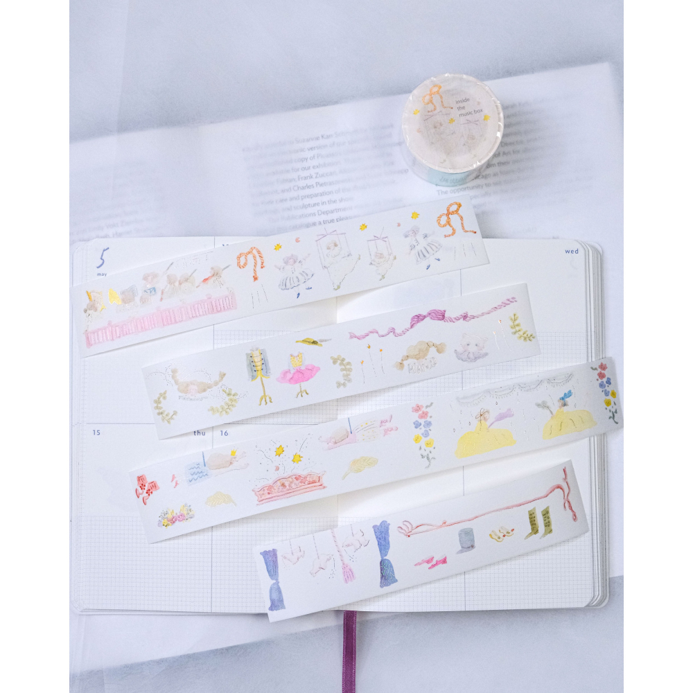 【雙材質】dodolulu『旋律之外』3.5cm燙金霧面PET膠帶/和紙膠帶 優雅女孩風 紙膠帶【立夏手帳生活】-細節圖2