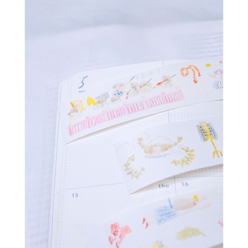 【雙材質】dodolulu『旋律之外』3.5cm燙金霧面PET膠帶/和紙膠帶 優雅女孩風 紙膠帶【立夏手帳生活】-細節圖3