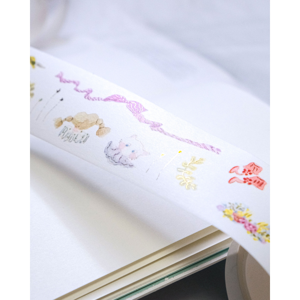 【雙材質】dodolulu『旋律之外』3.5cm燙金霧面PET膠帶/和紙膠帶 優雅女孩風 紙膠帶【立夏手帳生活】-細節圖5