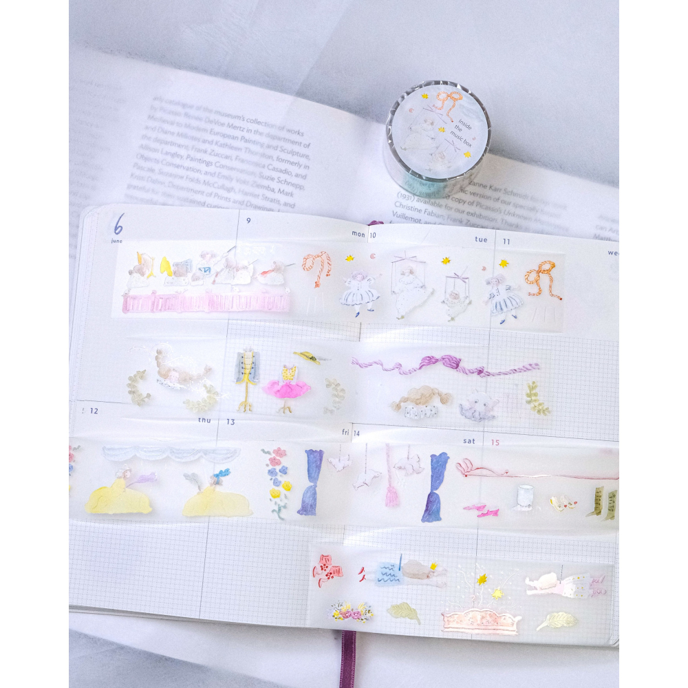 【雙材質】dodolulu『旋律之外』3.5cm燙金霧面PET膠帶/和紙膠帶 優雅女孩風 紙膠帶【立夏手帳生活】-細節圖7