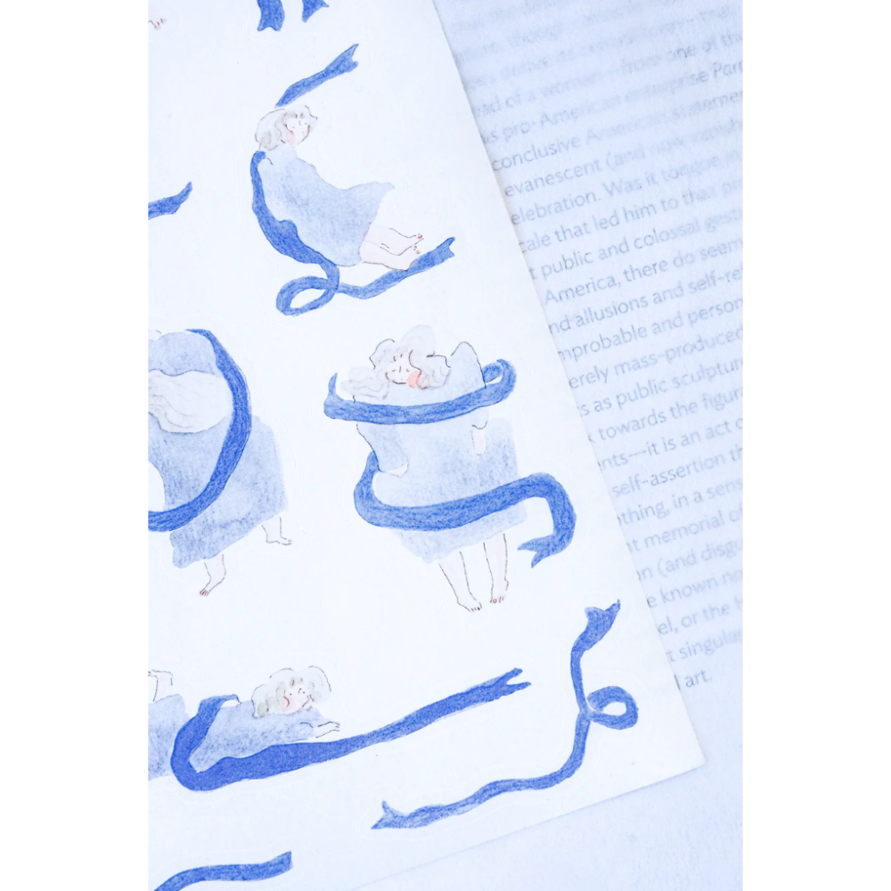 dodolulu『藍色絲帶』女孩貼紙 手帳素材 紙貼紙【立夏手帳生活】-細節圖3