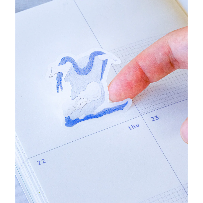 dodolulu『藍色絲帶』女孩貼紙 手帳素材 紙貼紙【立夏手帳生活】-細節圖4