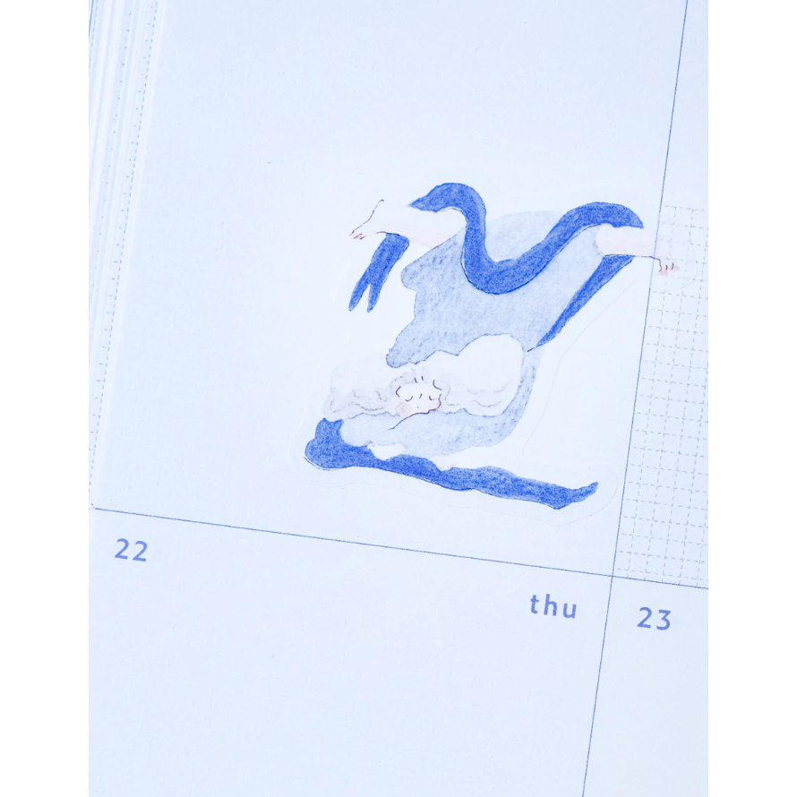 dodolulu『藍色絲帶』女孩貼紙 手帳素材 紙貼紙【立夏手帳生活】-細節圖5