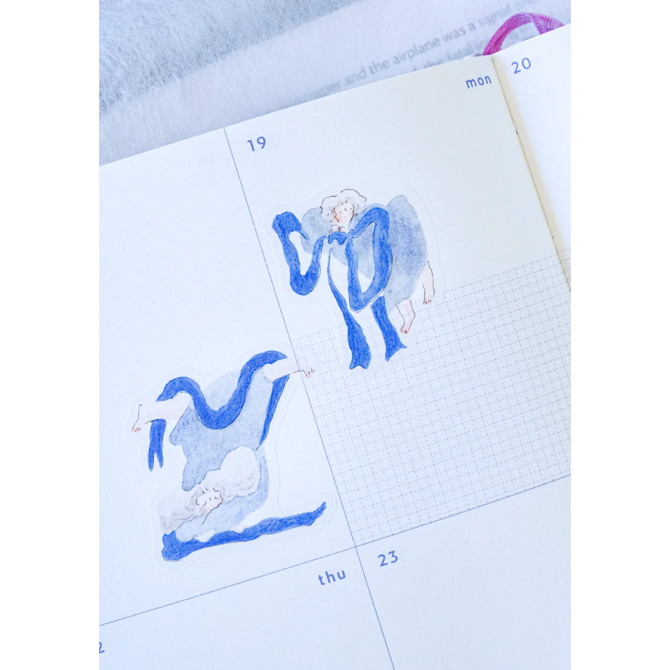 dodolulu『藍色絲帶』女孩貼紙 手帳素材 紙貼紙【立夏手帳生活】-細節圖6