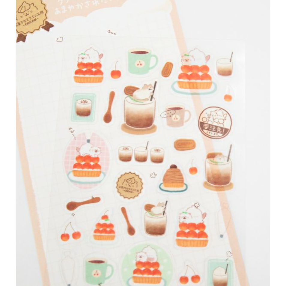 【新6款】古川紙工 小動物菓子工坊第二彈 透明貼紙組 手帳日記拼貼裝飾 日本製【立夏手帳生活】-細節圖5
