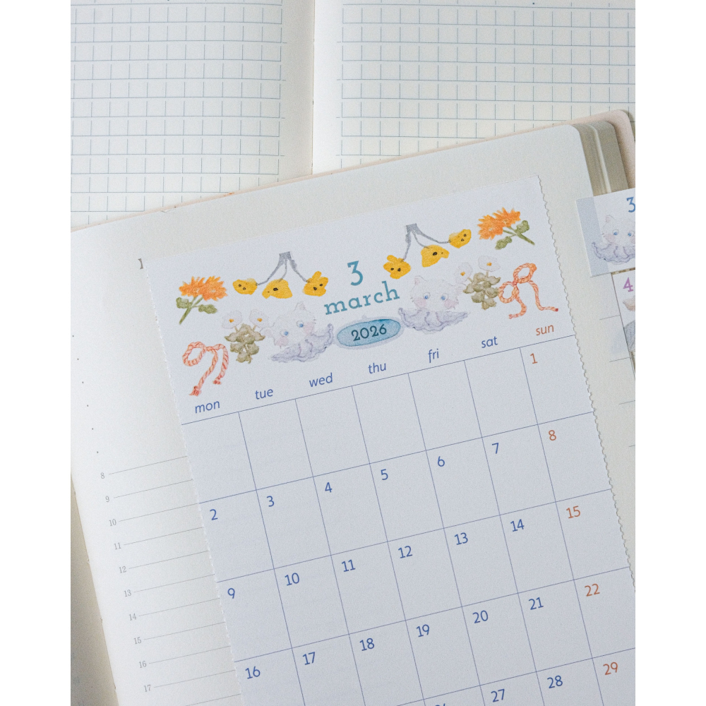 dodolulu 2026 月間月曆貼紙 適合B6、A5及 Traveler Style 標準款筆記本【立夏手帳生活】-細節圖4