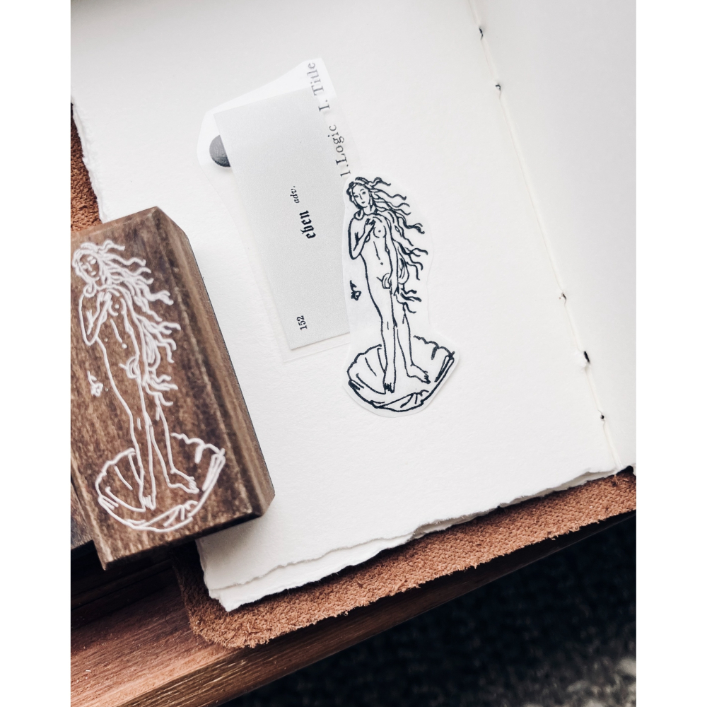 羊君 維納斯的誕生 𝐓𝐡𝐞 𝐁𝐢𝐫𝐭𝐡 𝐎𝐟 𝐕𝐞𝐧𝐮𝐬 復古櫸木印章3顆組【立夏手帳生活-細節圖2