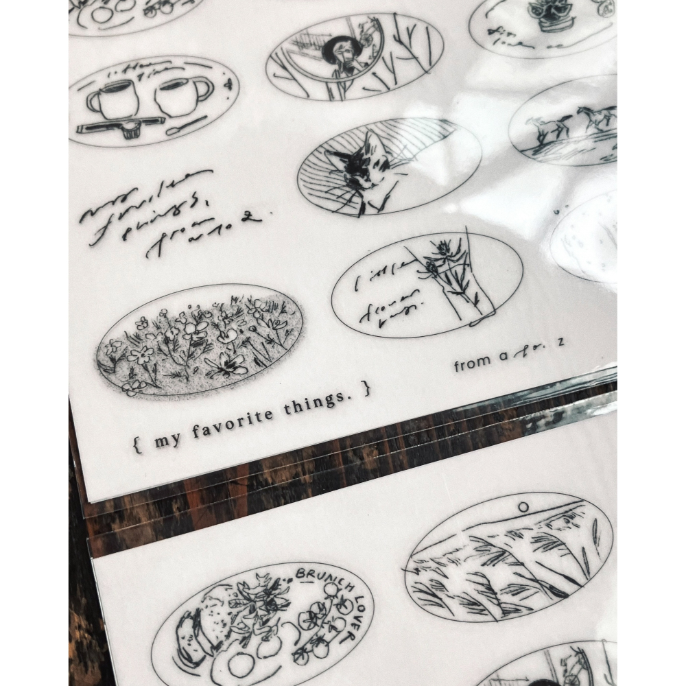 羊君 𝐁𝐞𝐥𝐨𝐯𝐞𝐝 𝐒𝐤𝐞𝐭𝐜𝐡𝐞𝐬 A6尺寸 轉印貼紙組【立夏手帳生活】-細節圖3