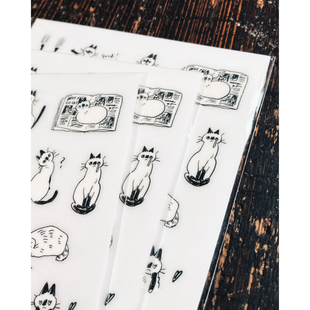 羊君 小黑臉𝐋𝐢𝐭𝐭𝐥𝐞 𝐁𝐥𝐚𝐜𝐤 𝐅𝐚𝐜𝐞𝐬 A6尺寸 轉印貼紙組【立夏手帳生活】-細節圖2