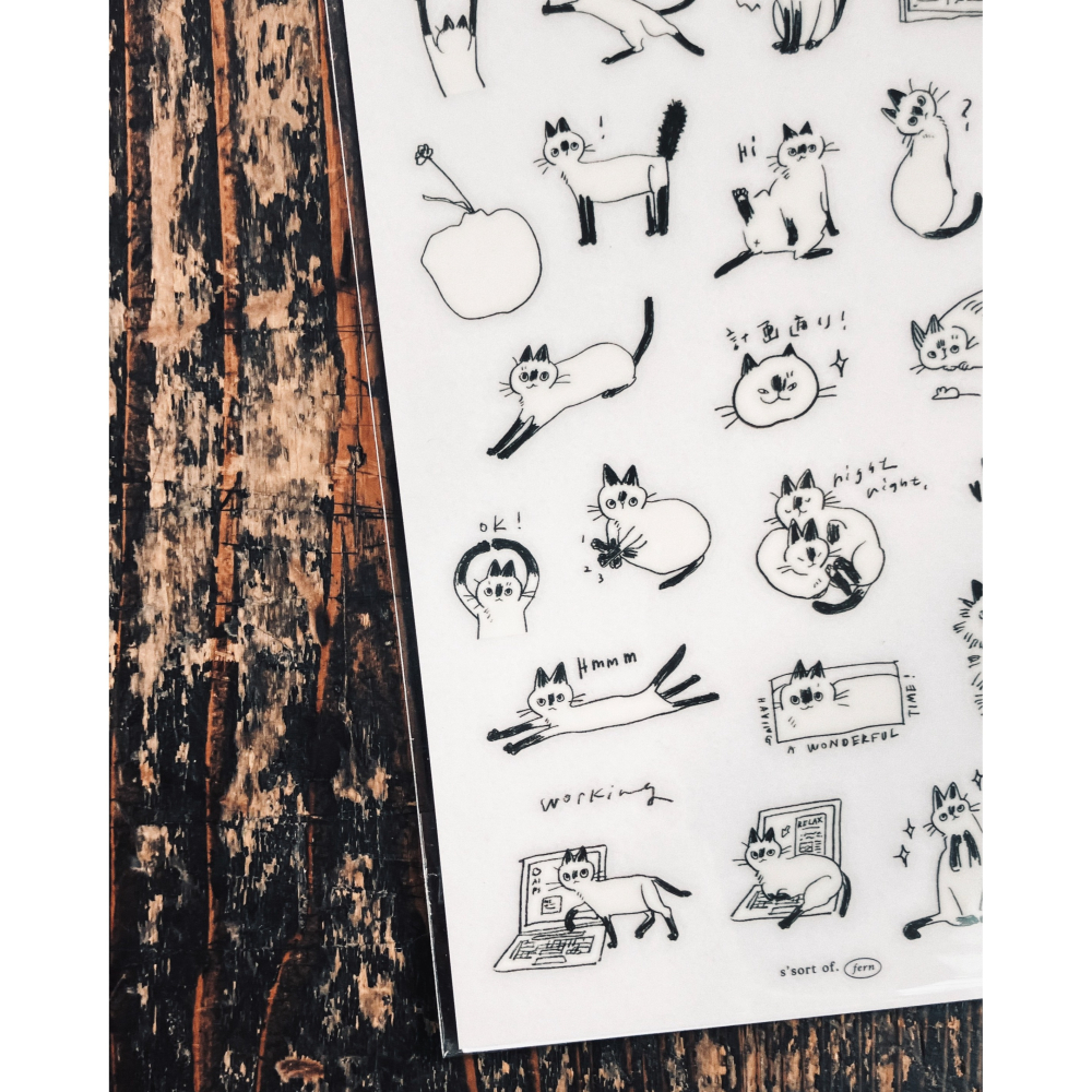 羊君 小黑臉𝐋𝐢𝐭𝐭𝐥𝐞 𝐁𝐥𝐚𝐜𝐤 𝐅𝐚𝐜𝐞𝐬 A6尺寸 轉印貼紙組【立夏手帳生活】-細節圖3