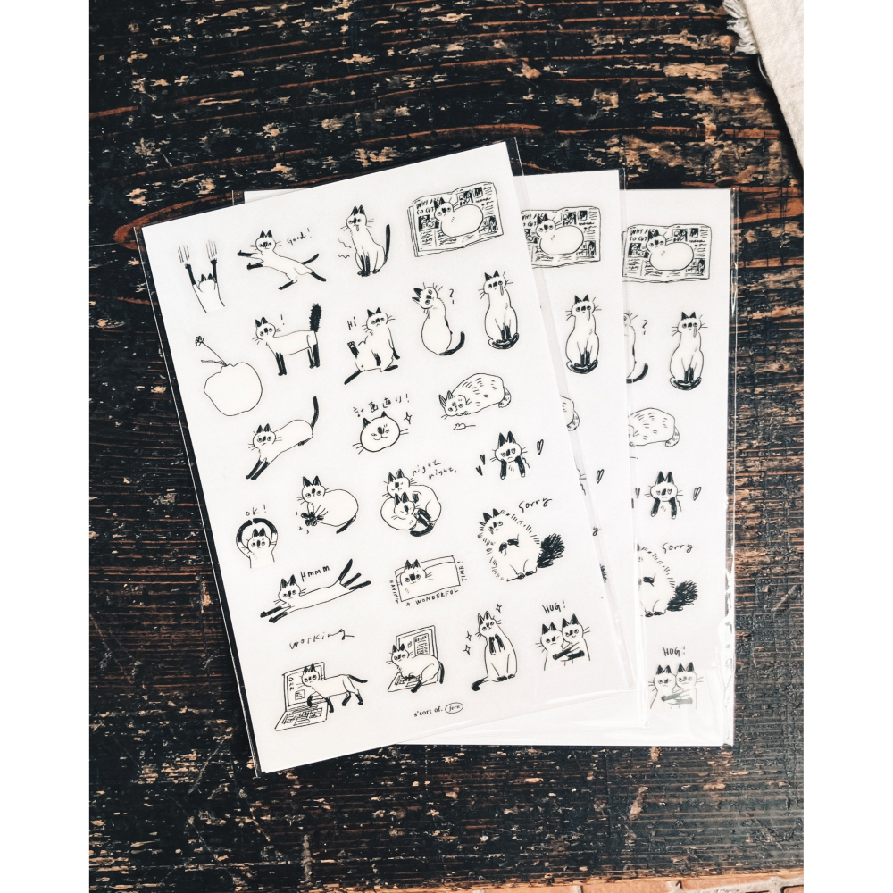 羊君 小黑臉𝐋𝐢𝐭𝐭𝐥𝐞 𝐁𝐥𝐚𝐜𝐤 𝐅𝐚𝐜𝐞𝐬 A6尺寸 轉印貼紙組【立夏手帳生活】-細節圖4