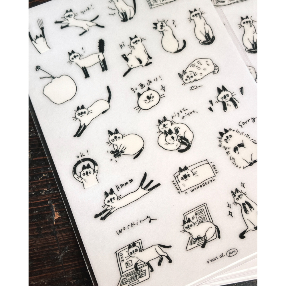 羊君 小黑臉𝐋𝐢𝐭𝐭𝐥𝐞 𝐁𝐥𝐚𝐜𝐤 𝐅𝐚𝐜𝐞𝐬 A6尺寸 轉印貼紙組【立夏手帳生活】-細節圖5